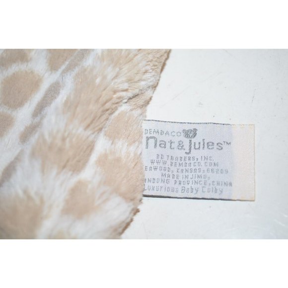 Demdaco Nat Jules Giraffe Lovey Security Blanket Plush Velour Rattles blue feet - Picture 6 of 6